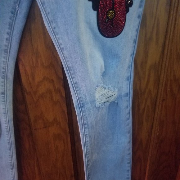 Roku Studio Notorious Embellished Distressed Jeans Sz 36 - Picture 7 of 9